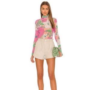 AFRM Zadie Mesh Turtleneck Top in Spring Blush Bouquet